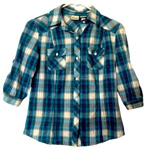 MUDD PLAID WESTERN COWGIRL BUTTON DOWN SHIRT SIZE XS